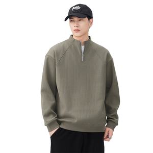 Pull à demi-zip pour homme Nouveau pull décontracté tendance à manches longues et col Motif uni Sweat-shirt pour homme - Product Image 1