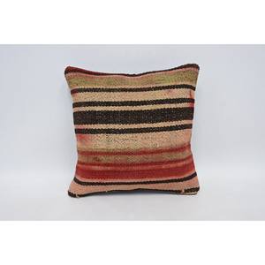 Multicolor Kilim Patchwork Wool Pillow 14x14 Inches Luxurious <b>Fluffy</b> Woven Vintage Square Leaves Design Decorative <b>Cushion</b> - Product Image 1