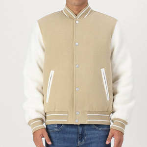 Chaqueta Varsity de lana de alta demanda para hombre, tipo de cierre, bolsillos con botones, chaqueta Bomber de béisbol cálida para invierno de Letterman College - Product Image 1