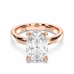 Anillo de compromiso solitario de 3,19 quilates de moissanita de forma ovalada y redonda de quilates, hecho en plata para mujer - Product Image 1