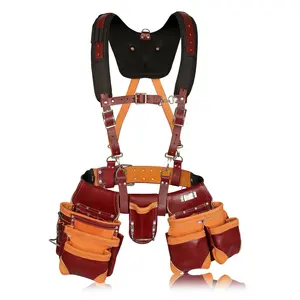 Leather Suspender Tool Bag Tool Belt Bag With Work Suspender for Carpenter Construction Framers