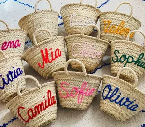 Moroccan Straw Bag Wedding Guest Gift Basket Bridesmaid Gift Monogram Basket Handmade Moroccan Basket