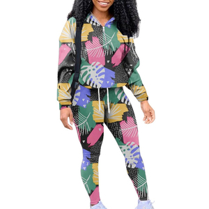Meilleure vente Nouveau design Survêtement imprimé de haute qualité 100% coton Ensembles de survêtements sublimés deux pièces pour femmes Respirant OEM - Product Image 1
