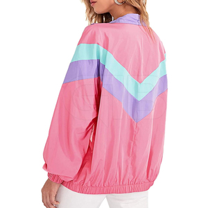 แจ็กเก็ตมีซิปแบบเรียบๆแจ็คเก็ตบอมเบอร์สีดำและสีมะฮอกกานีสำหรับผู้หญิง - Product Image 5