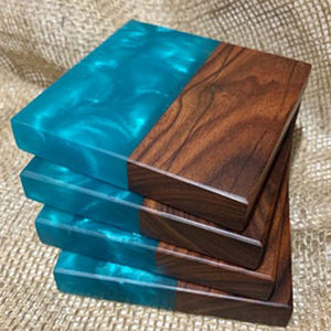 Juego de 4x4 pulgadas para mesa de comedor, tapete cuadrado de madera y resina para servir té, 4 unidades - Product Image 6