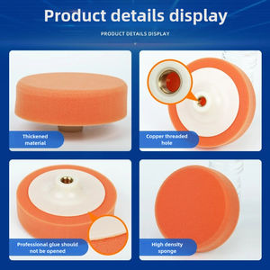 Tampons de polissage en éponge jaune OEM personnalisés de 6 pouces avec grain grossier, filetage M14/M16, garantie de 3 ans, modèle P-02 R pour carrosseries automobiles - Product Image 4