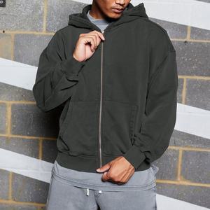 Sweat-shirts pour hommes en coton lourd tricoté, personnalisés avec logo OEM, étiquette privée, fermeture éclair, imprimés, écologiques, grandes tailles, 2024 - Product Image 5