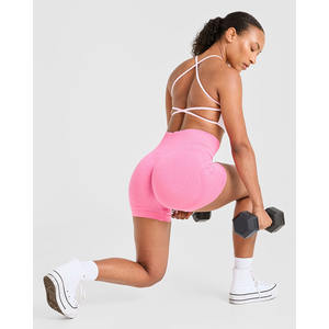 Nouveau design soutien-gorge de sport croisé rose pour bébé décolleté en V flatteur dos à bretelles nouveau soutien-gorge de sport de fitness pour femmes adultes à fort impact - Product Image 5