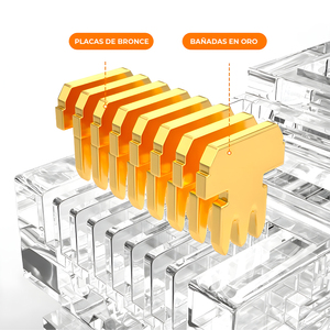 Connettori RJ45 Cat6 Trasparenti Placcati in Oro, Confezione da 100 Pezzi, Tipo RJ11 - Product Image 1