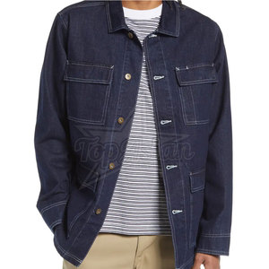 2025 couleur personnalisée tenue décontracté hommes veste d'hiver Streetwear nouvelle mode confortable col montant 100% coton jean veste - Product Image 2