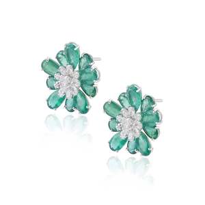 Emerald Daisy Drop Earrings for Women Trendy Flower Jewelry <b>Gift</b> - Product Image 4