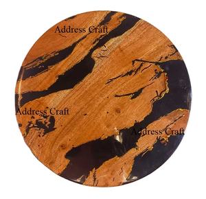 Fabriqué à la main Design créatif forme ronde bois d'acacia noir résine planche à découper outil de cuisine pour planche à fromage planche à découper - Product Image 1