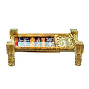 Plateau de service design de lit en bois de manguier antique pour hôtels et restaurants - Product Image 1