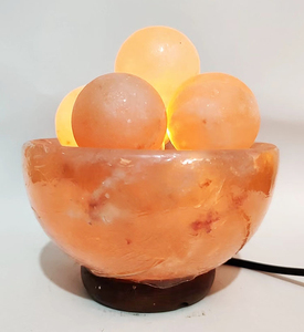 SPA Decoración para el hogar Precio barato Lámpara de llama al aire libre Rock Pink Crystal Bowl Forma Lámpara de sal con trozos de fuego Lámparas de sal del Himalaya - Product Image 1