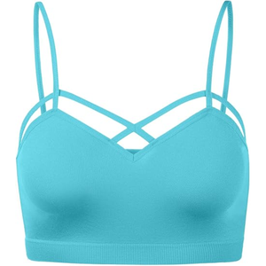 Soutien-gorge de sport croisé de poitrine basse pour femmes de qualité supérieure soutien-gorge de sport de gymnastique haut court rembourré doublure en spandex course soutien-gorge de fitness de yoga - Product Image 6