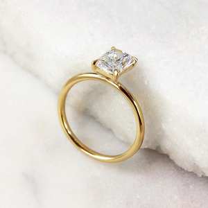 10x7มม. แหวนหมั้นเพชรโมอิสใสตัด | โซลิแทร์สี่ง่าม | เครื่องประดับทองเงินเจ้าสาวในงานแต่งงาน - Product Image 5