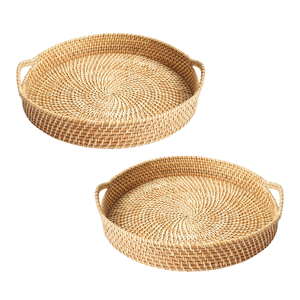 Cesta de ratán de mimbre redonda duradera de primera calidad/bandeja de ratán hecha a mano vietnamita para fruta o pan OEM disponible - Product Image 1