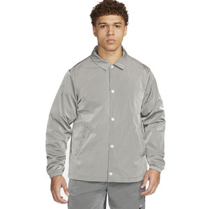 Venta al por mayor OEM chaquetas de los hombres Cierre de botón impermeable de nylon entrenadores chaqueta con cierre de botón cachés en blanco - Product Image 1