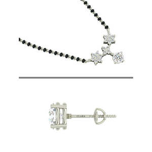 Compre un Conjunto de Mangalsutra de Plata Pura, Joyería Fina con Diamante de Corte Esmeralda Chapado en Oro, para Regalo de Boda o Fiesta para Esposa - Product Image 3