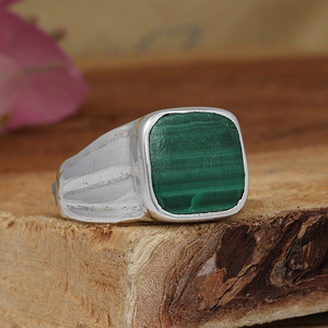 Natural Malachite <b>Ring</b> 925 Sterling Silver Boho Gemstone Jewelry Cushion Shape <b>Ring</b> For Everyone Bulk Wholesalers - Product Image 3