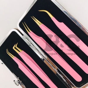Nuevas pinzas puntiagudas rosas para extensión de pestañas Logotipo personalizado Pinzas de pestañas de acero inoxidable Maquillaje de visón Pinzas MOQ - Product Image 4