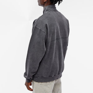 Ropa de calle informal para hombre, sudaderas con cremallera de cuarto de mezcla de algodón, bordado OEM en relieve, novedad - Product Image 4