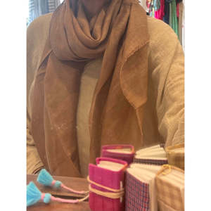 Écharpe longue respirante en lin et fourrure pour femme Mushroom 75x200cm - Product Image 4