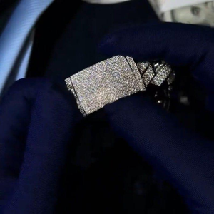 Pulsera Cubana de Diamantes Blancos Plateados de 10mm y 9 Pulgadas, Estilo Hip Hop, para Boda, Lujosa, Chapada en Oro, Certificada, Unisex - Product Image 3