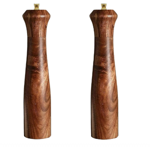 Salière et poivrière en bois d'acacia durable et écologique pour la table, pot à épices avec couvercles - Product Image 4
