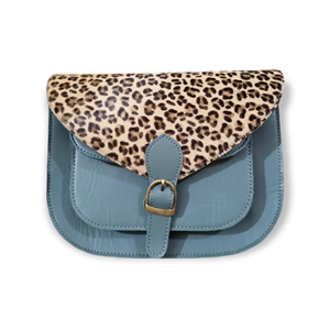 Rawat Artisanat Sacs à main décontractés vintage en cuir de fourrure Doublure en cuir véritable avec fermeture à glissière imprimé léopard Style à deux poignées - Product Image 2