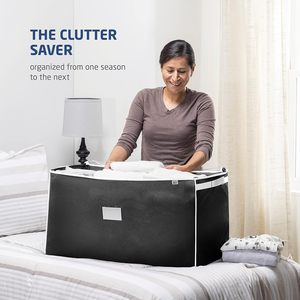 Set di 2 Grandi Borse Organizer in PVC e Tessuto per Conservazione Vestiti e Biancheria da Camera da Letto - Product Image 6