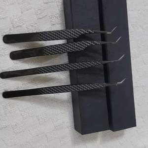 Pinzas de extensión de pestañas de precisión personalizables, Punta Lisa puntiaguda en ángulo de 45 grados, fibra de acero inoxidable, volumen antimagnético - Product Image 6