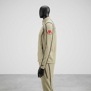 Ensemble de survêtement pour homme, veste athlétique à fermeture éclair intégrale, pantalon de jogging, détails de passepoil noir, vêtements de sport, entraînement, gym, course à pied, fitness, activité physique - Product Image 2