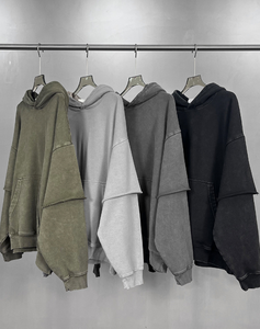 Sudaderas Unisex de Algodón 100% Estilo Vintage Desgastado OEM o Sudadera para Hombre, Duradera, de Gran Peso, con Caída Suave y en Colores Sólidos - Product Image 3