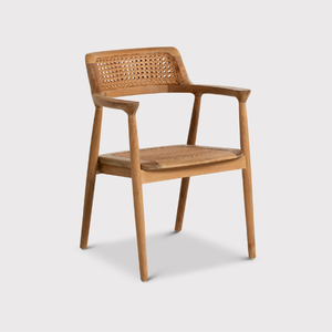 Solid Wood Rattan Dining Armchair with Handwoven Cane Seat and Backrest Nordic Style Wooden Chair|for Home, Cafe, and Restaurant - Product Image 2