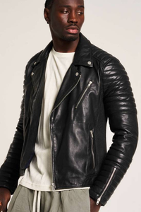 เสื้อแจ็คเก็ตมอเตอร์ไซค์หนังวัวคุณภาพสูงสำหรับผู้ชาย ระบายอากาศได้ดี เป็นมิตรกับสิ่งแวดล้อม สไตล์ไฮสตรีท บริการ OEM จากซัพพลายเออร์ในปากีสถาน - Product Image 4