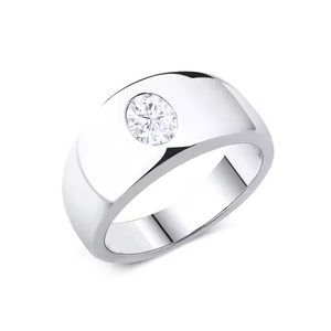 Anillo de hombre de diamante de moissanita Chapado en plata 925 estilo audaz elegancia diaria con piedra de corte redondo para boda y fiesta - Product Image 3