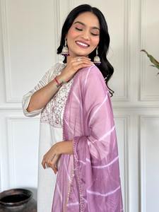 <b>Pink</b> Colored Designed Punjabi Fashioned Indian Reception Special Shalwar Suit Sharara for Women - Product Image 3