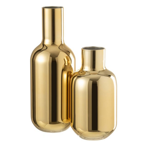 Jarrón de flores dorado cilíndrico de Metal chapado en oro para decoración Interior del hogar decoración de boda centro de mesa macetas jarrón de Metal de lujo - Product Image 2