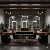 Ensemble complet de salon de coiffure moderne avec mobilier en bois pour hôtel, salle de sport, centre commercial, restaurant, atelier, utilisation en extérieur