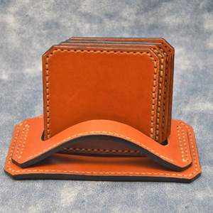 Ensemble de sous-verres à café européens de haute qualité avec support Tapis et coussinets en cuir promotionnels Nouvelle arrivée Coaster Design de haute qualité - Product Image 3