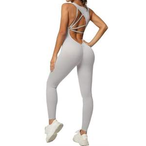 ชุดรอมเปอร์รัดรูปไร้รอยต่อสำหรับออกกำลังกาย2025บราบุนวมบราเว้าหลังสุดเซ็กซี่ใส่สบายใส่วิ่งเล่นโยคะชุดกีฬาเรียกเหงื่อ - Product Image 1