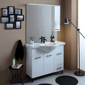 Mueble de Baño Ravenna Blanco de 105 cm con Tiradores Negros y Espejo, Colección Export - Product Image 1