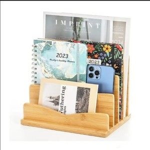 Organisateur de bureau et de courrier vertical à 4 fentes en bambou Serenity Organisateur de bureau pour le bureau, l'école et la décoration intérieure - Product Image 5