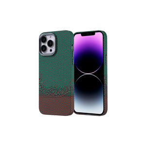 Funda Protectora con Aspecto de Fibra de Carbono para Magsafe, para iPhone 14 Pro Max, Verde, Serie MSRA Nekst UV, También Compatible con Google Pixel 14 Plus - Product Image 1