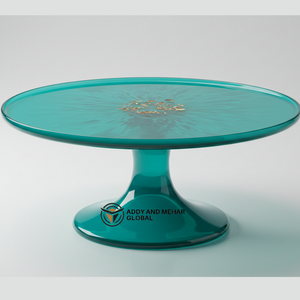 Base para Pastel de Resina Azul Verdoso Hecha a Mano, Antiadherente y Ecológica, Elegante Pedestal Redondo para Postres y Decoración de Mesa - Product Image 6