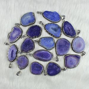 Púrpura Solar cuarzo rebanada colgante collar bisel ajuste incrustaciones tecnología niñas venta al por mayor joyería suministro regalo para mujeres - Product Image 6