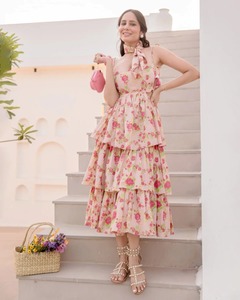 Vestido bohemio de algodón hecho a mano indio para mujer, ropa de fiesta de verano con estampado Floral con regalo personalizado, ajuste moderno hasta la rodilla - Product Image 3