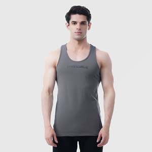 Invincible Athletic Men's Gym Tank <b>Top</b> Dark Grey 3D Muscle Style with Rhinestone XL Hooded Collar for Workout - Product Image 3