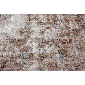 Vintage Rug, Area 4.5x7.5 ft Turkish Rug, <b>Brown</b> Blue Abstract <b>Wool</b> Rug - Product Image 5